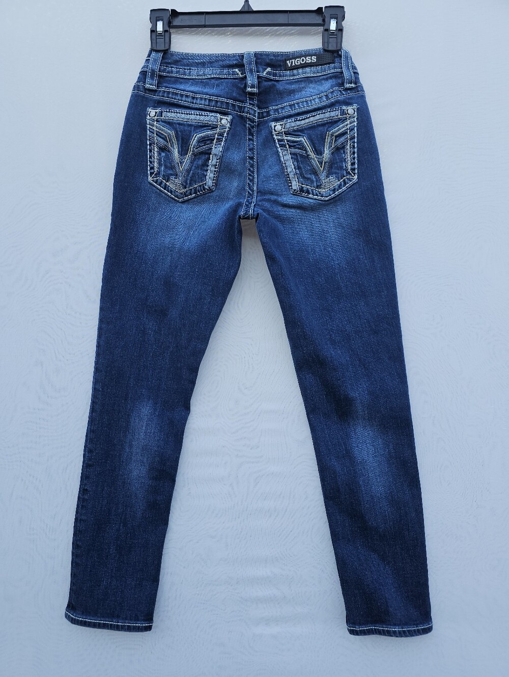 Vigoss Heritage Fit Capri Jeans Size 0 (25" Waist) Dark Wash Thick Stitching - Picture 6 of 15